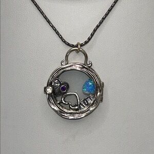NWOT Passage To Israel Sterling Silver Gemstone Love Charms Locket Necklace
